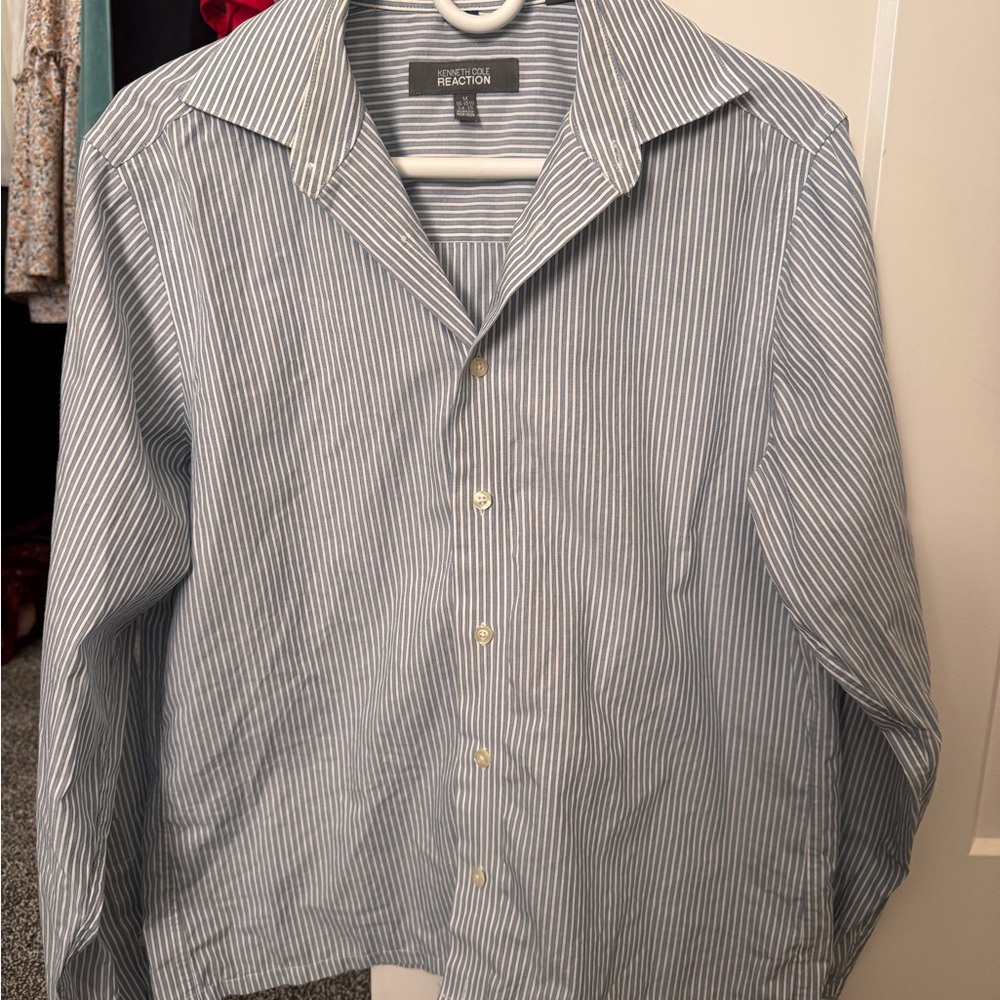Kenneth Cole Reaction Men's Gray Striped Shirt